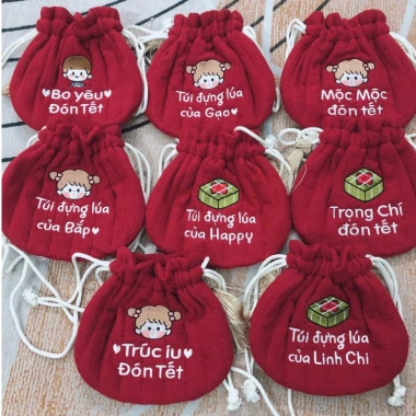 Túi lì xì thêu tên miễn phí - Đồ Tết đáng yêu cho bé, thiết kế sinh động