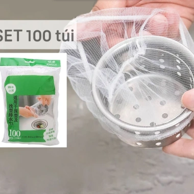 Túi lọc rác bồn rửa chén bát lưới, chun co giãn, giảm tắc nghẽn - Set 100 chiếc
