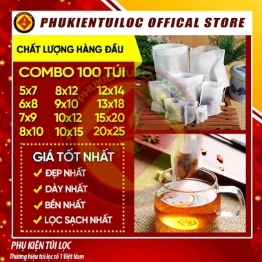 Túi lọc trà, cà phê, sữa hạt, sữa đậu nành dùng 1 lần bằng vải 100 chiếc PKTL100 - Giá chỉ 17.500₫