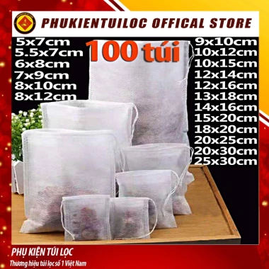 Túi lọc trà, cà phê, sữa hạt, sữa đậu nành dùng 1 lần bằng vải 100 chiếc PKTL100 - Giá chỉ 17.500₫