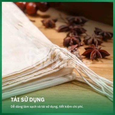 Túi lọc trà, cà phê, thảo dược đa năng cotton 100% dây rút Mixmore - an toàn thực phẩm, 14.000đ 6