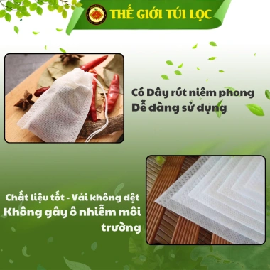 Túi lọc trà cà phê thảo dược PHUKIENTUILOC ATTP vải không dệt dây rút 100 túi 13.800₫