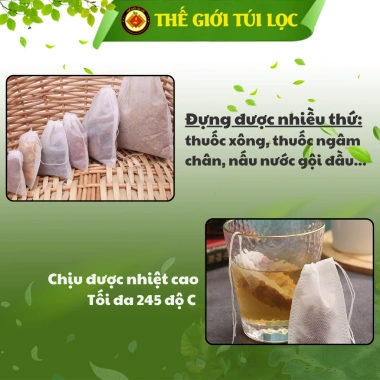 Túi lọc trà cà phê thảo dược PHUKIENTUILOC ATTP vải không dệt dây rút 100 túi 13.800₫
