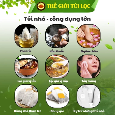 Túi lọc trà cà phê thảo dược PHUKIENTUILOC ATTP vải không dệt dây rút 100 túi 13.800₫