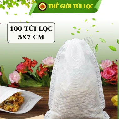 Túi lọc trà cà phê thảo dược PHUKIENTUILOC ATTP vải không dệt dây rút 100 túi 13.800₫