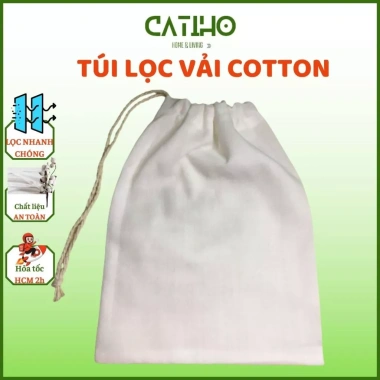 Túi Lọc Trà Cotton Đa Năng Catiho - Lọc Sữa, Đậu Hũ, Cà Phê, Dây Rút, Nhiều Kích Thước, Vải Tái Sử Dụng, 12.000đ