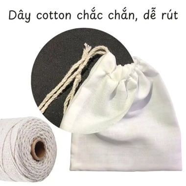 Túi Lọc Trà Cotton Đa Năng Catiho - Lọc Sữa, Đậu Hũ, Cà Phê, Dây Rút, Nhiều Kích Thước, Vải Tái Sử Dụng, 12.000đ