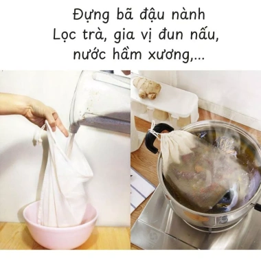 Túi Lọc Trà Cotton Đa Năng Catiho - Lọc Sữa, Đậu Hũ, Cà Phê, Dây Rút, Nhiều Kích Thước, Vải Tái Sử Dụng, 12.000đ
