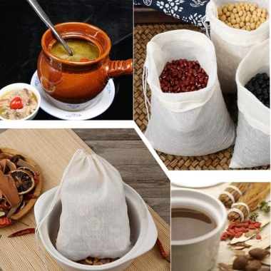 Túi lọc trà & nấu ăn bằng vải bông gạc có dây buộc - Kích cỡ đa dạng, LOKING