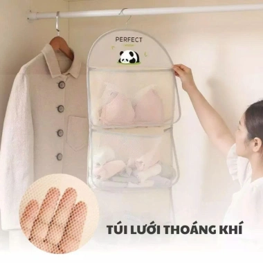 Túi lưới 3 tầng SOHImart đựng đồ lót, móc treo tiện lợi, chất liệu thoáng khí, ngăn rộng rãi, giảm giá 21.000₫