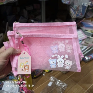 Túi lưới A6 ví đựng bút, đồ dùng cá nhân, kéo khoá zip khổ 20x12cm, giá 17.566₫ 4