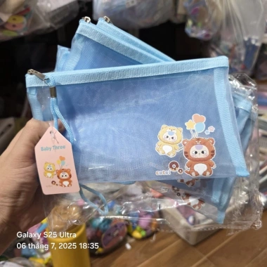 Túi lưới A6 ví đựng bút, đồ dùng cá nhân, kéo khoá zip khổ 20x12cm, giá 17.566₫ 7