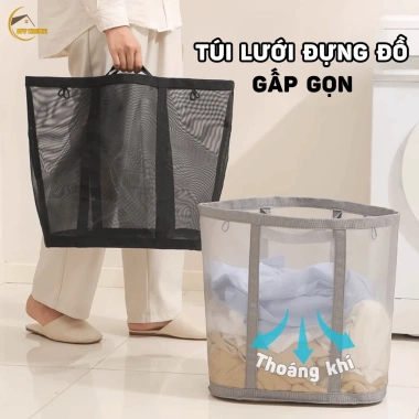 Túi Lưới Đa Năng Gấp Gọn BIGREEN – Quần Áo, Đồ Dùng Lớn, Thoáng Khí, 89.000₫