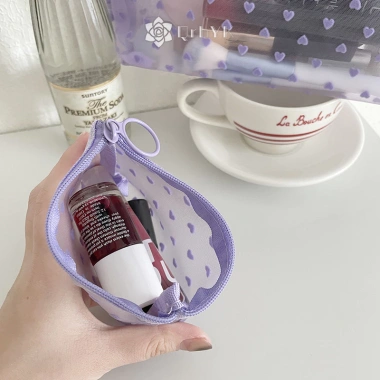 Túi Lưới Di Động Qrhyk Trái Tim Sóng - Dung Tích Lớn, Đựng Mỹ Phẩm, Giá 59.076₫