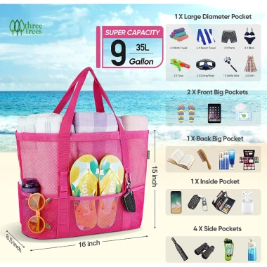 Túi Lưới Đựng Đồ Chơi Đi Biển Cỡ Lớn Gập Tiện Dụng - Giá Chỉ 135.000₫
