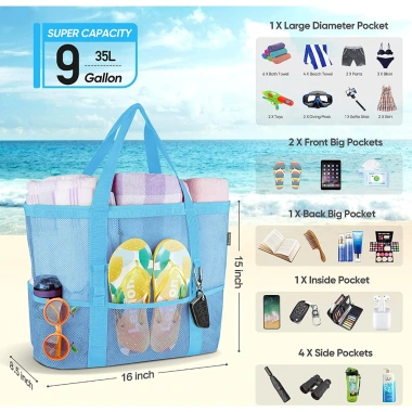 Túi Lưới Đựng Đồ Chơi Đi Biển Cỡ Lớn Gập Tiện Dụng - Giá Chỉ 135.000₫ 8 Túi Lưới Đựng Đồ Chơi Đi Biển Cỡ Lớn Gập Tiện Dụng - Giá Chỉ 135.000₫ 8