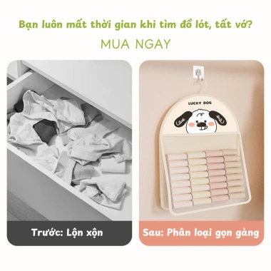 Túi Lưới Đựng Đồ Lót Tất Vớ Đa Năng 1-2-3 Ngăn Gọn Gàng Treo Tủ Quần Áo ELMBE 2