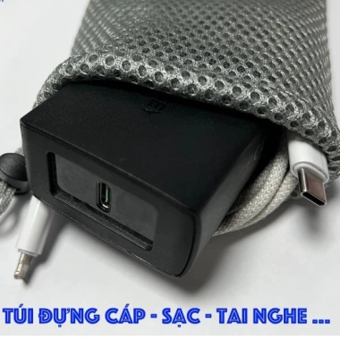 Túi lưới đựng pin dự phòng, sạc cáp tai nghe 9x17cm - Giá 20.869₫