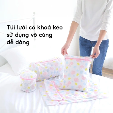 Túi Lưới Giặt Đồ Set 5 Size Tiện Dụng, Họa Tiết Dễ Thương - Giá 55.000₫