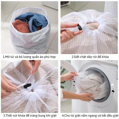 Túi Lưới Giặt Quần Áo Đồ Lót Dây Rút Chuyên Dụng Bảo Quản Dày Dặn Máy Giặt