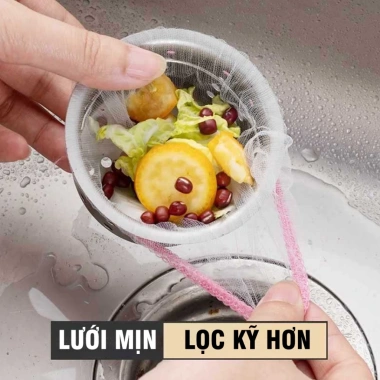 Túi Lưới Lọc Rác Bồn Rửa Bát 100 Cái Siêu Mịn Polyester Co Giãn Dùng 1 Lần Rổ Chặn Rác Nhà Bếp