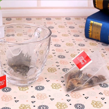 Túi lưới tam giác Hàn Nhiệt Miệng KIZOTA - Dây tem đỏ nhúng trà thảo dược, set 100 túi lọc, chỉ 28.000đ