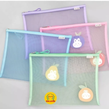 Túi Lưới Trong Suốt Cỡ A4 Đựng Bút, Sách, Mỹ Phẩm, Khóa Kéo - 21.900 VND 4