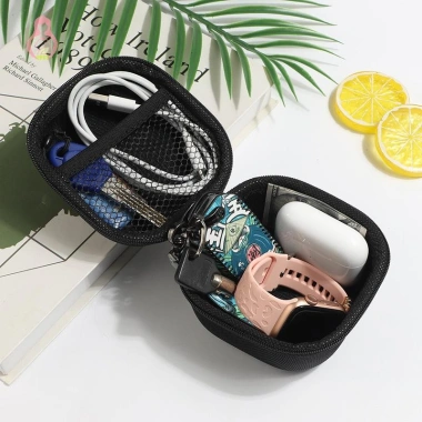 Túi lưu trữ kỹ thuật số cứng 3C da nhân tạo – Hộp sạc, tai nghe, cáp dữ liệu, U‑Disk, 36.190₫