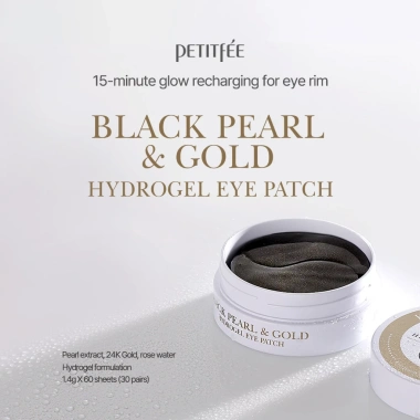 Túi mắt 60 chiếc Petitfee Ngọc trai đen + Miếng dán mắt vàng 30 ngày - Dưỡng ẩm, sáng da mắt Hàn Quốc