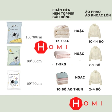 Túi Máy Hút Chân Không Dày - Đựng Quần Áo, Chăn Mền Kín Hơi - 16.999₫ - Homi Store 8
