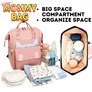 Túi mẹ DFGF Tai Mèo vải Oxford chống thấm, dung tích lớn cho bà bầu & bé