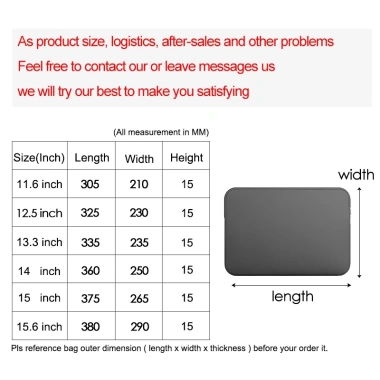 Túi mềm mại bảo vệ laptop Xiaomi, HP, Dell, Lenovo, MacBook Air/Pro 11‑15.6 - 77.000₫
