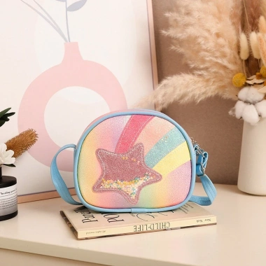 túi messenger cô gái trẻ em cầu vồng lấp lánh, đeo vai, ví tiền xu - 205.257₫
