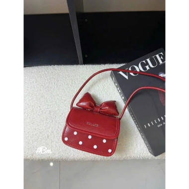 Túi mini bé gái nơ dễ thương 14cm họa tiết da chấm bi - Quà Tết ưu đãi 89.000đ