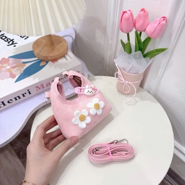 Túi mini da lộn đeo chéo cho bé – Hoa Trắng xinh xắn, kèm kẹp tóc, giá chỉ 49.000đ 7