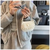 Túi mini nữ da PU phối ren trắng, charm mèo vàng - phong cách Hàn DK374, 73.000đ 8