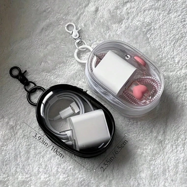 Túi mini trong suốt có dây kéo – hộp sắp xếp tai nghe, bộ sạc, vòng móc khóa, gọn nhẹ du lịch