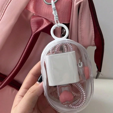 Túi mini trong suốt có dây kéo – hộp sắp xếp tai nghe, bộ sạc, vòng móc khóa, gọn nhẹ du lịch