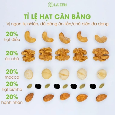 Túi Mix 5 Hạt Ăn Liền 250-500g La'zen - Macca, Hạnh Nhân, Điều, Óc Chó, Bí Xanh - Giá 138.000₫ 2