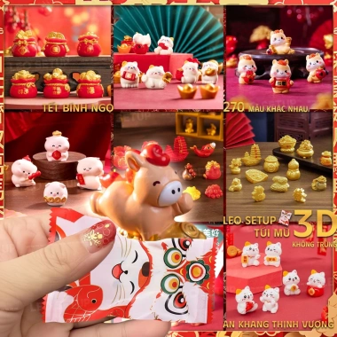 Túi Mù Tết 2.026 Bính Ngọ Ngựa Mèo Thần Tài 3D May Mắn - Quà Lì Xì Năm Mới 49k