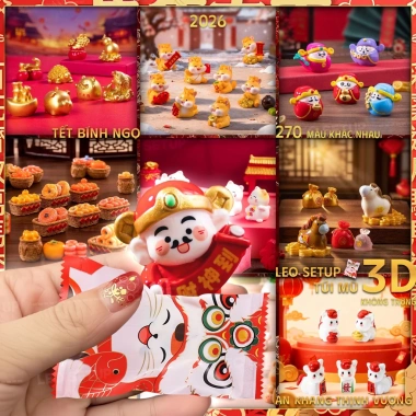 Túi Mù Tết 2.026 Bính Ngọ Ngựa Mèo Thần Tài 3D May Mắn - Quà Lì Xì Năm Mới 49k