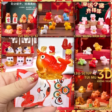 Túi Mù Tết 2.026 Bính Ngọ Ngựa Mèo Thần Tài 3D May Mắn - Quà Lì Xì Năm Mới 49k
