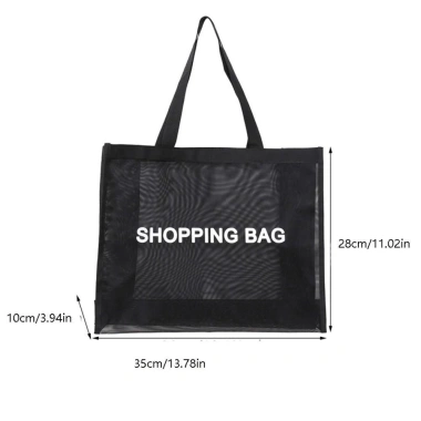 Túi mua sắm lưới trong suốt KINGQUEEN - Tote nylon lớn, đeo chéo đen, thích hợp du lịch biển, giá chỉ 88.128₫ 3