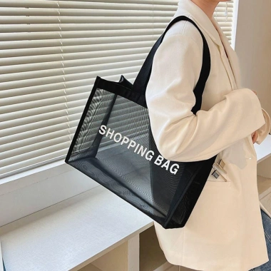 Túi mua sắm lưới trong suốt KINGQUEEN - Tote nylon lớn, đeo chéo đen, thích hợp du lịch biển, giá chỉ 88.128₫ 8