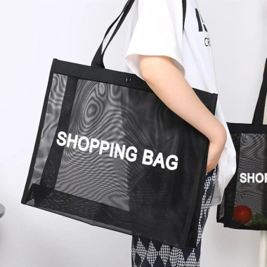 Túi mua sắm lưới trong suốt KINGQUEEN - Tote nylon lớn, đeo chéo đen, thích hợp du lịch biển, giá chỉ 88.128₫ 9