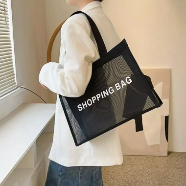 Túi mua sắm lưới trong suốt TRENDYTRENDZ - Tote lớn, đeo chéo một vai, nylon nhẹ, thoáng khí, đa năng du lịch & thể dục