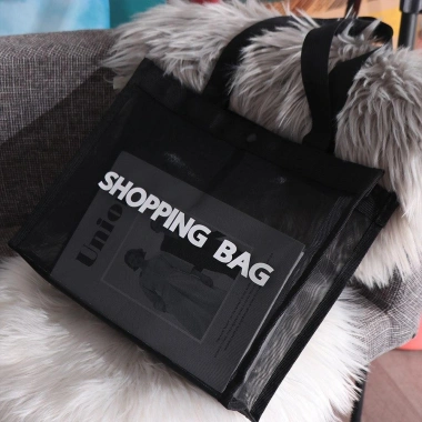 Túi mua sắm lưới trong suốt TRENDYTRENDZ - Tote lớn, đeo chéo một vai, nylon nhẹ, thoáng khí, đa năng du lịch & thể dục