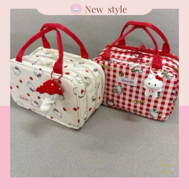 Túi mỹ phẩm Hello Kitty đa ngăn, vải chống thấm, khóa kéo chắc chắn - 184.319₫