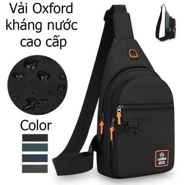 Túi nam đeo chéo 3 ngăn oxford kháng nước, lỗ tai nghe - HQ S3 T245, đi chơi, phượt, du lịch