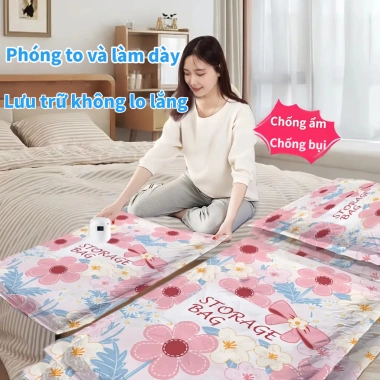 Túi nén chân không đựng chăn ga, quần áo, tiết kiệm 75% không gian - Giá 20.000₫